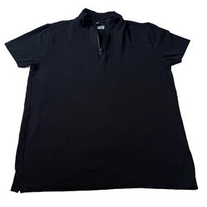 Minimalist Basic Kenneth Cole Reaction Black Quarter Zip Polo Men’s Shirt